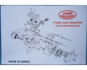 PLAKÁT - MOTOR JAWA 350/638,639,640 - ( 98 X 65CM ) - (VELKÝ, SPECIÁLNÍ PLAKÁTOVÝ PAPÍR)